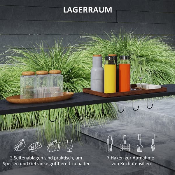 Grillpaviljong, 233x110x235 cm, Mörkgrå