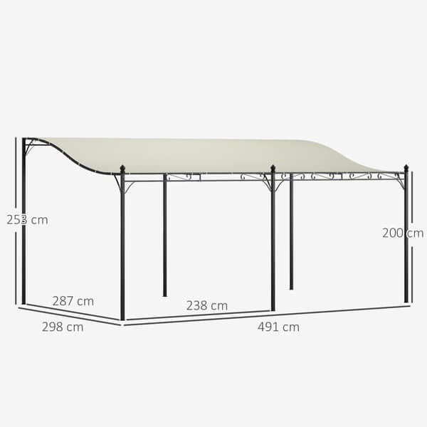 Lean-to Pavillon, 3x5x2.5 m, Creme Hvid