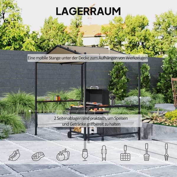 BBQ Pavillon, 277x149x230 cm, Khaki