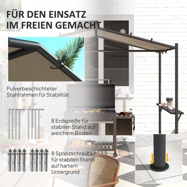BBQ Pavillon, 277x149x230 cm, Khaki