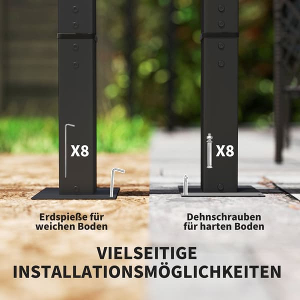 Pergola, 3x3m, 300x300x227 cm, Mørkegrå