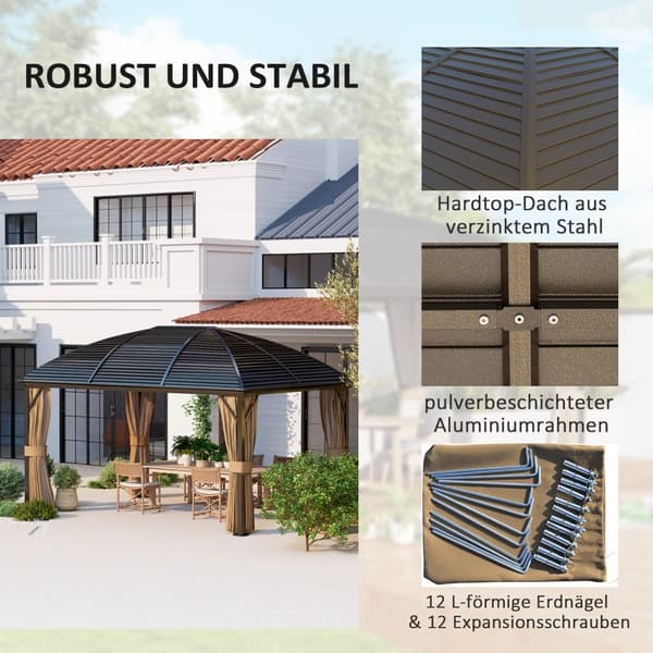 Pavillon med Hardtop, 398x298x280 cm, Brun