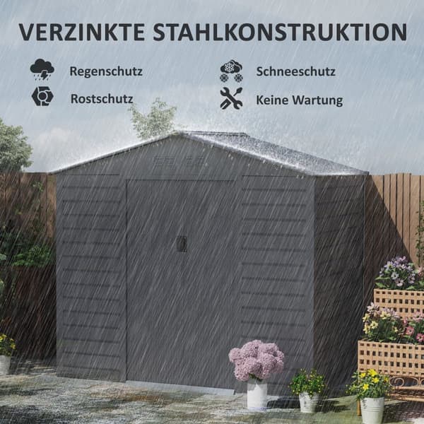 Værktøjsskur, 213x131x192 cm, Grå