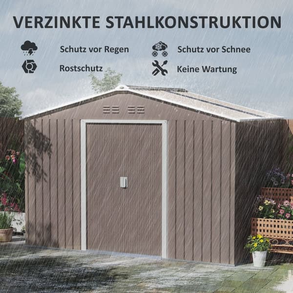 Værktøjsskur, 277x195x192 cm, Lys Grå