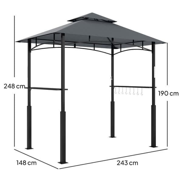 Grill Pavillon, 243x148x248 cm, Grå