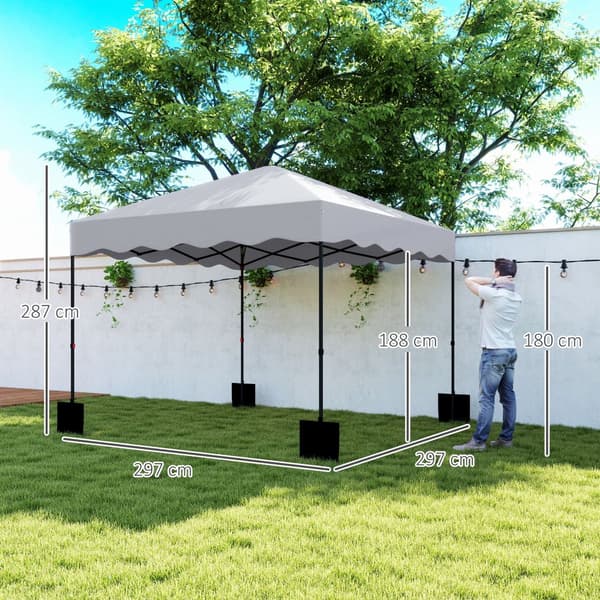 Pop-up paviljong, 297x297x287 cm, Ljusgrå