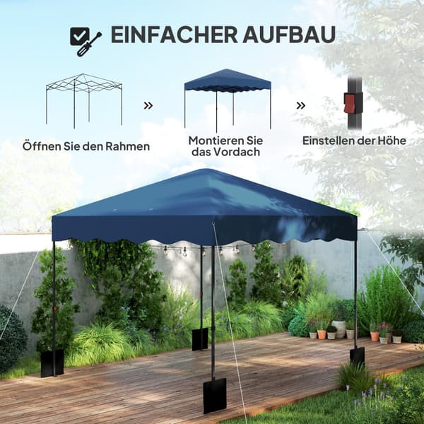 Pop-up paviljong, 3x3m, Mörkblå