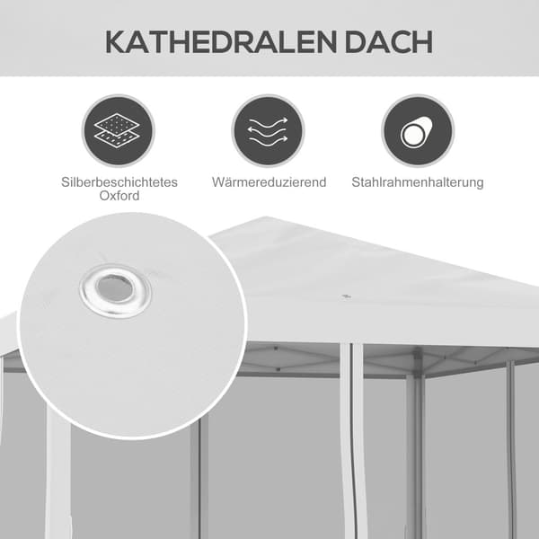 Gazebo, 2.96x2.96x2.65 m, Krämvit