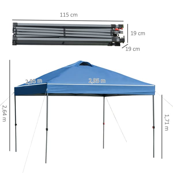 Pop-up Pavillon, 3x3 m, Blå