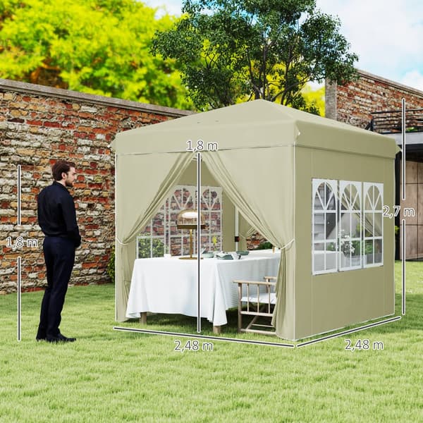 Paviljong, 2.5x2.5m, Krämvit