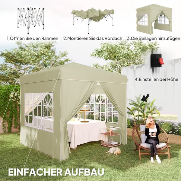 Paviljong, 2.5x2.5m, Krämvit