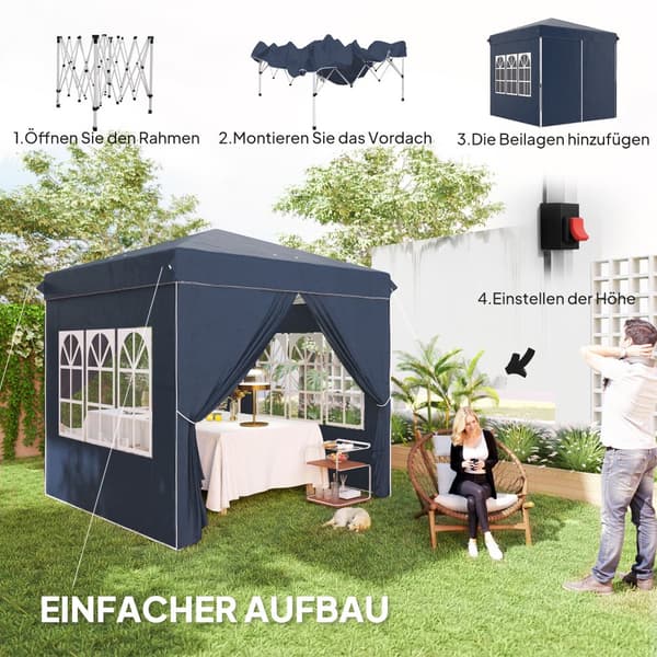 Paviljong, 2.5x2.5m, Mörkblå