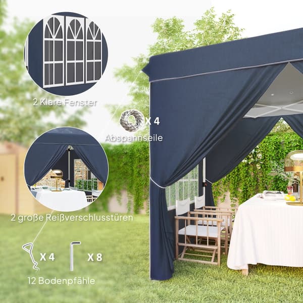 Paviljong, 2.5x2.5m, Mörkblå