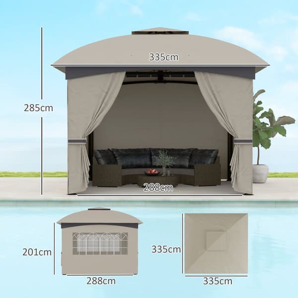Pavillon, 3.4x3.4 m, Lys Grå