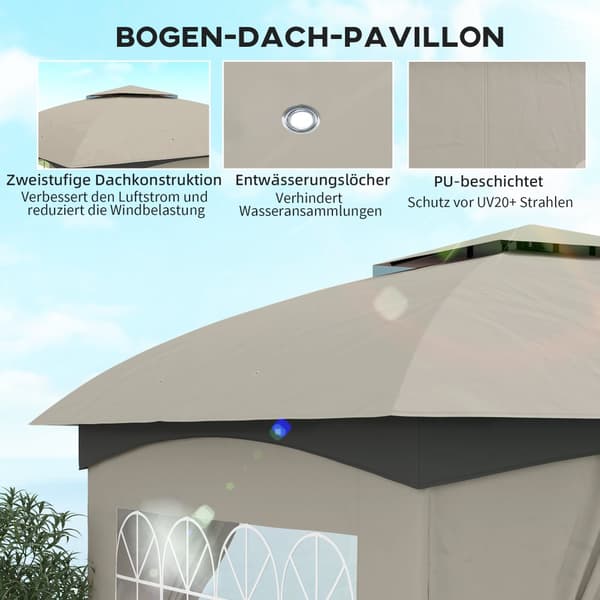 Pavillon, 3.4x3.4 m, Lys Grå