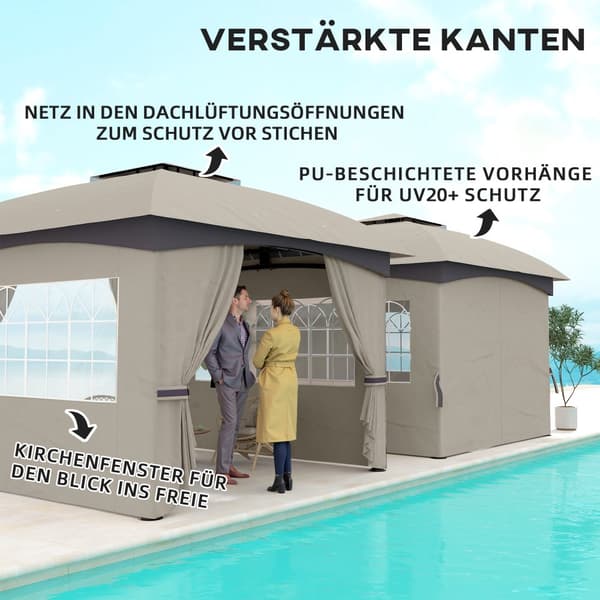 Pavillon, 3.4x3.4 m, Lys Grå