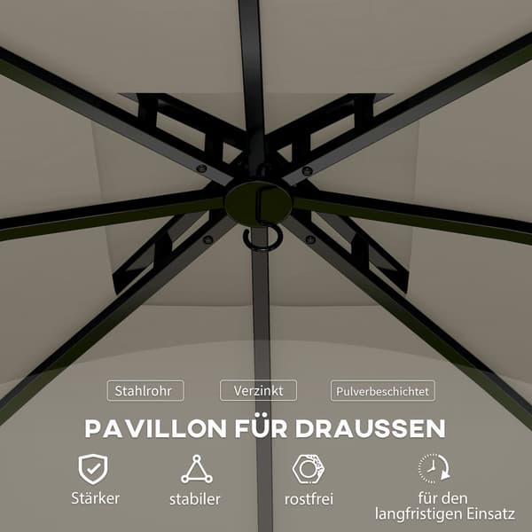 Pavillon, 3.4x3.4 m, Lys Grå