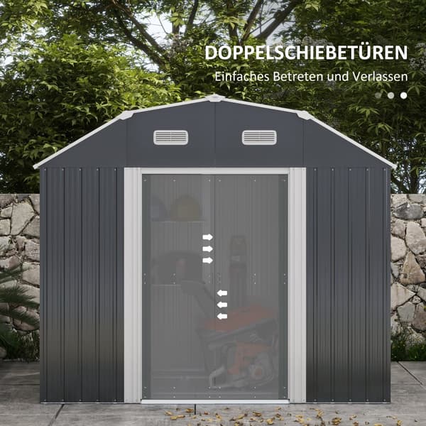 Redskabsskur, UV-beskyttelse Gartenschrank, 238x132x198.5 cm, Mørkegrå