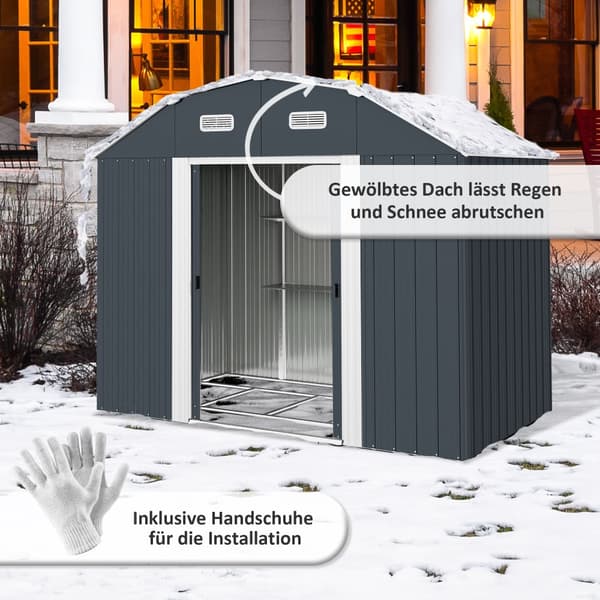 Redskabsskur, UV-beskyttelse Gartenschrank, 238x132x198.5 cm, Mørkegrå