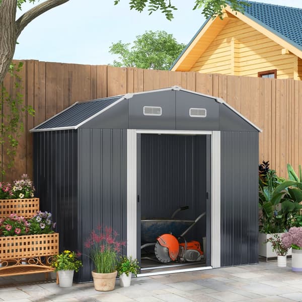 Redskabsskur, UV-beskyttelse Gartenschrank, 238x132x198.5 cm, Mørkegrå