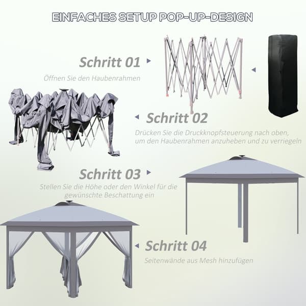 Pavillon, 3,3x3,3m, 330x330x288 cm, Grå