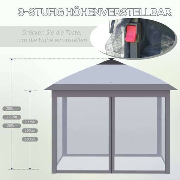 Pavillon, 3,3x3,3m, 330x330x288 cm, Grå