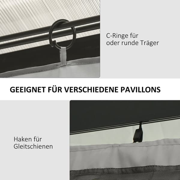Pavillon Sidevægge, 4, 302x205 cm, Lys Grå