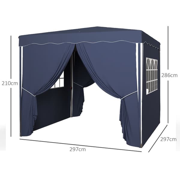 Hopfällbart Paviljong, 3x3 m, Blå