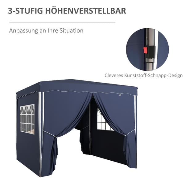 Hopfällbart Paviljong, 3x3 m, Blå