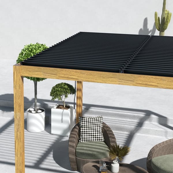 Havepavillon, Pergola, 3x3 m, Sort og Naturtræ