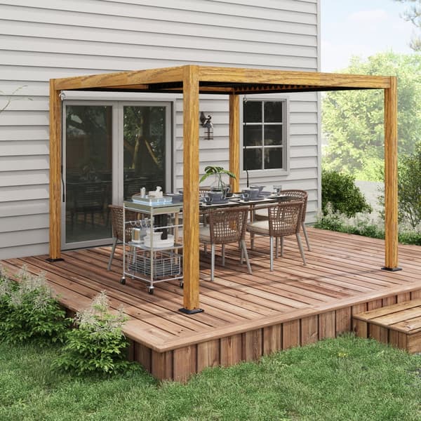 Havepavillon, Pergola, 3x3 m, Sort og Naturtræ