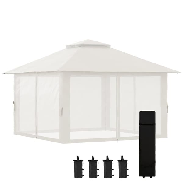 Foldbart Pavillon, 392x392x283 cm, Creme Hvid