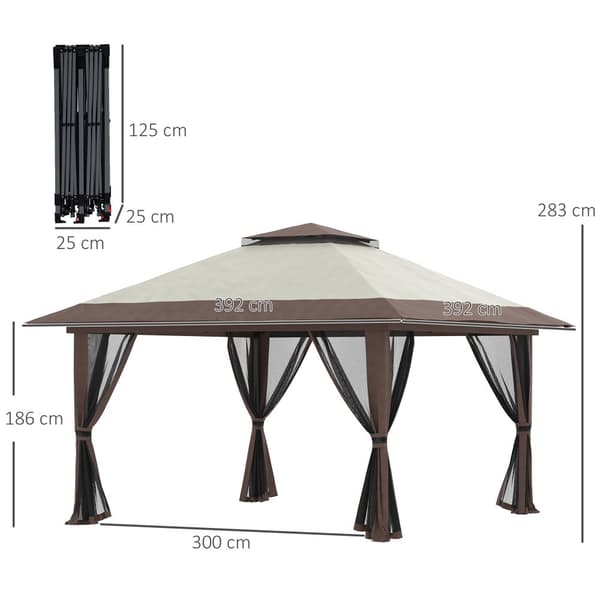 Foldbar Pavillon, 4x4m, Beige