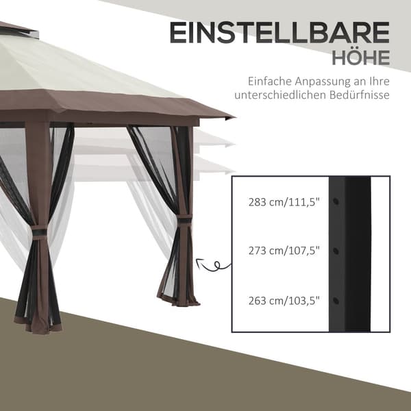 Foldbar Pavillon, 4x4m, Beige