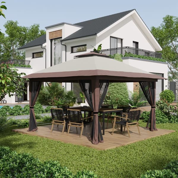 Foldbar Pavillon, 4x4m, Beige