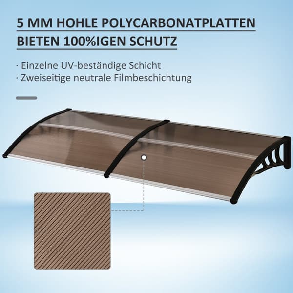 Tak för ytterdörren, Pultvordach, 75x195x23 cm, Brun