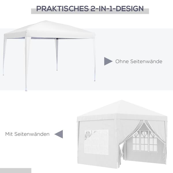 Pavillon, 3x3m, 2.95x2.95x2.58 m, Hvid