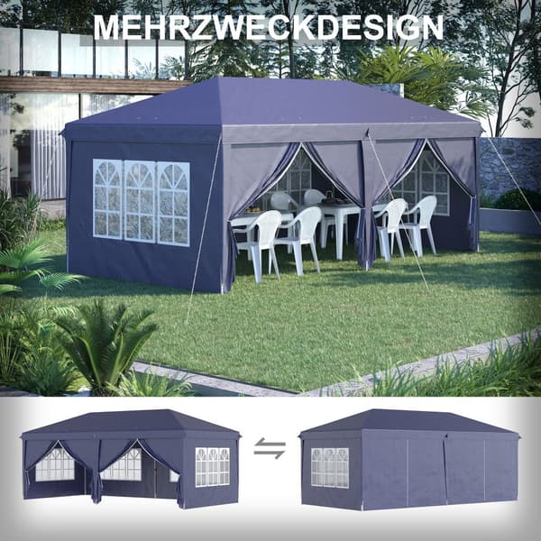 Hopfällbart Paviljong, 5.85x2.95m, Blå