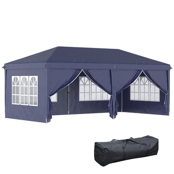Hopfällbart Paviljong, 5.85x2.95m, Blå