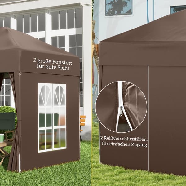 Hopfällbar Paviljong, 2x2m, 2x2x2.4 m, Vit