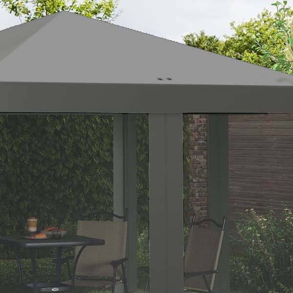 Juomateltta, taitettava paviljonki, 2,95x2,95x2,6 m, vaaleanharmaa