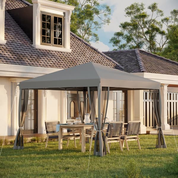 Juomateltta, taitettava paviljonki, 2,95x2,95x2,6 m, vaaleanharmaa