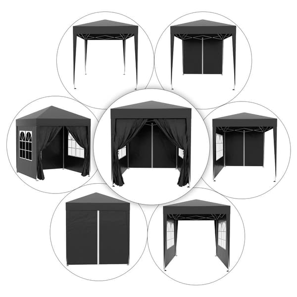 Hopfällbart Paviljong, 2x2x2.4 m, Svart