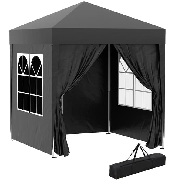Hopfällbart Paviljong, 2x2x2.4 m, Svart