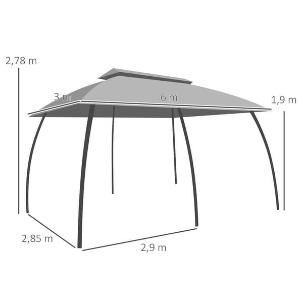 Havepavillon, 3x6 m, Mørkegrå
