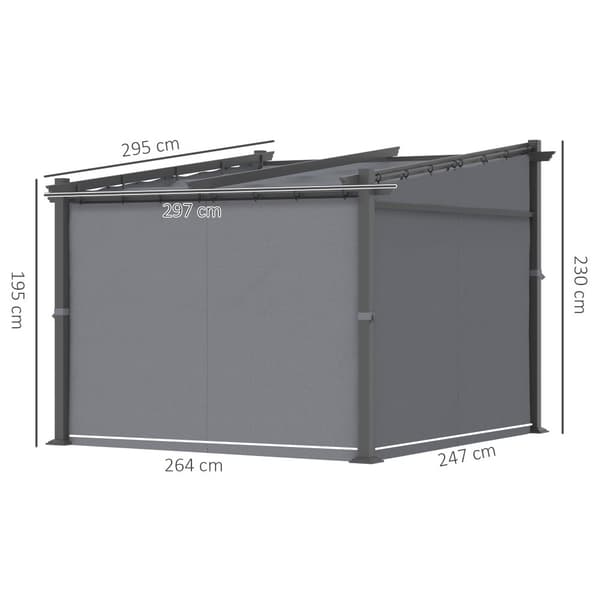 Pergola, 2.97x2.95 m, Mörkgrå