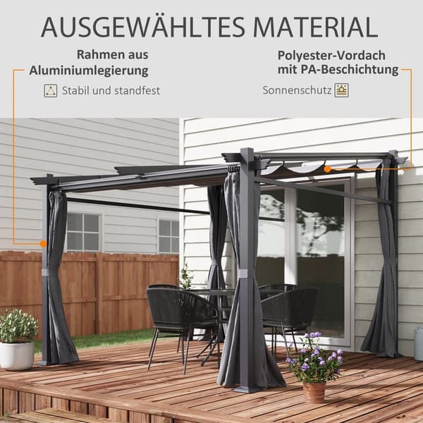 Pergola, 2.97x2.95 m, Mörkgrå