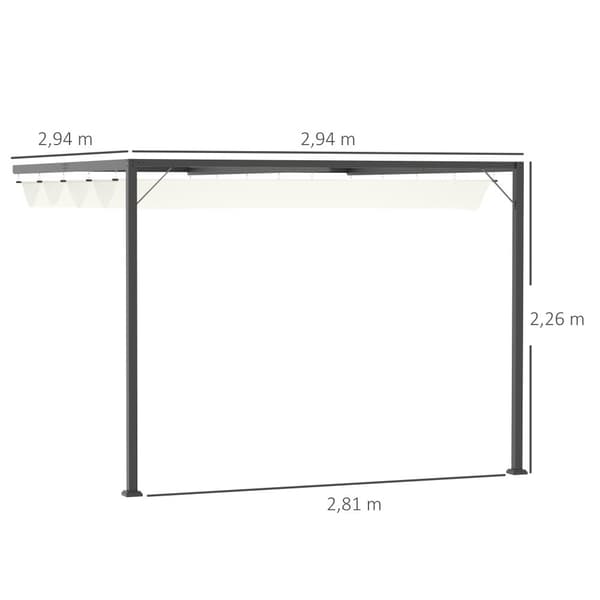 Pergola Paviljong, 3x3x2.3 m, Krämvit