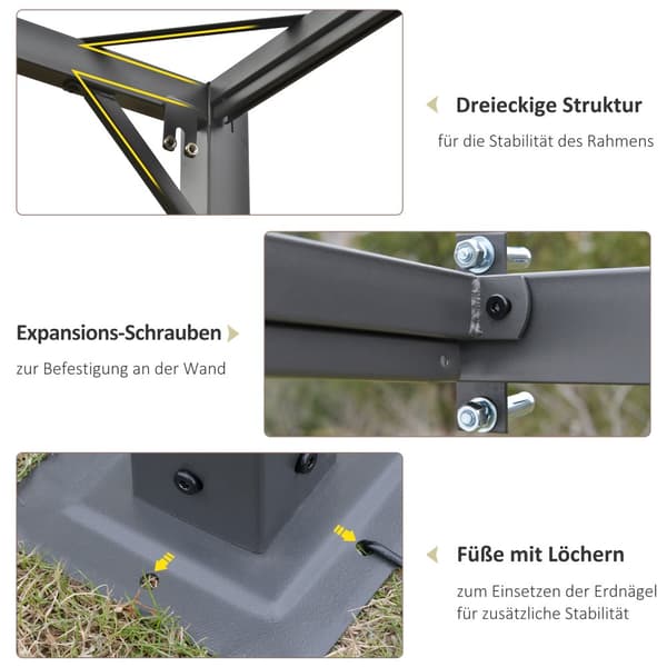Pergola Paviljong, 3x3x2.3 m, Krämvit