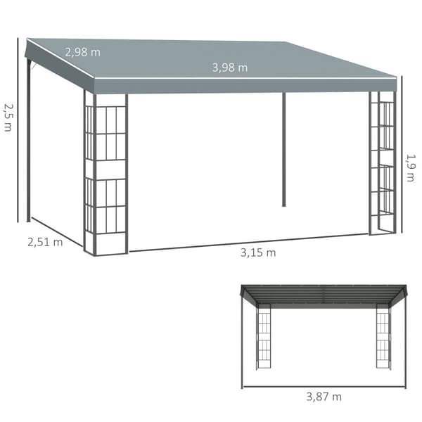 Pergola Trädgårdspaviljong, 4x3 m, Grå